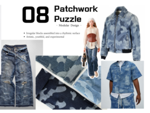 patchwork patterned denim fabric